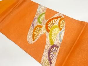 流水に片輪車模様織出し名古屋帯